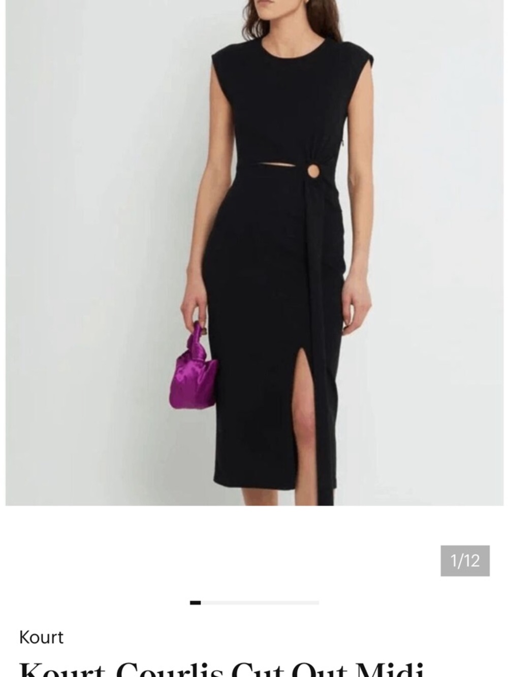Kourt Cut-Out Midi Dress in Black NWOT